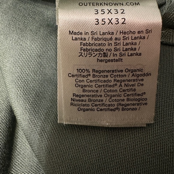 Outerknown Green “The Field Pants” Organic Cotton - NWT - Size 35x32 - Picture 10 of 14